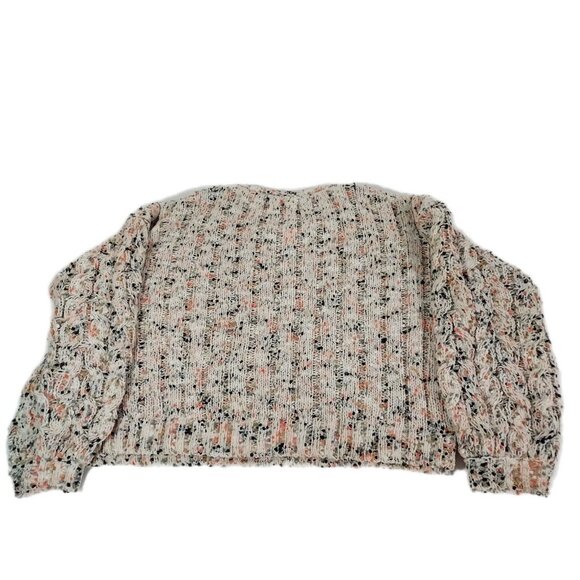 Jessica Simpson White Confetti Multi-Color Cropped Knit Sweater Ribbed Cuff Larg - Picture 10 of 14